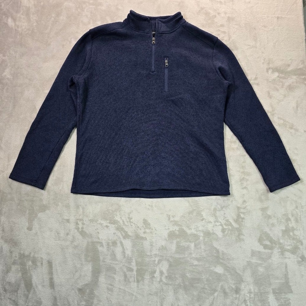 Royal Class Mens XL Navy Blue Marled Fleece Quarter Zip Pullover Sweater Top